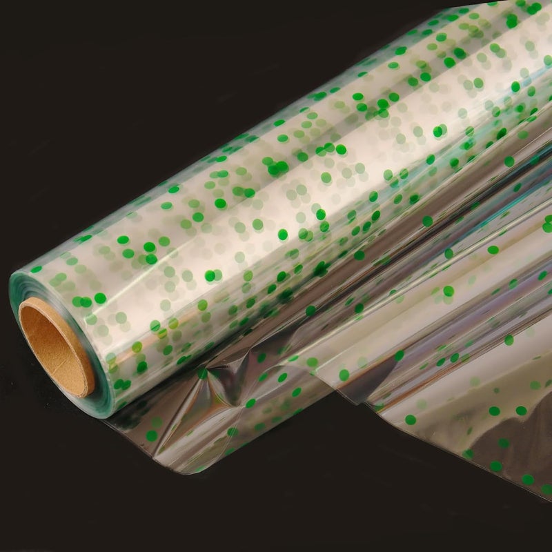 CMFYHM لفافة سيلوفان شفافة (34" × 100 قدم) بنقاط خضراء - Image 1